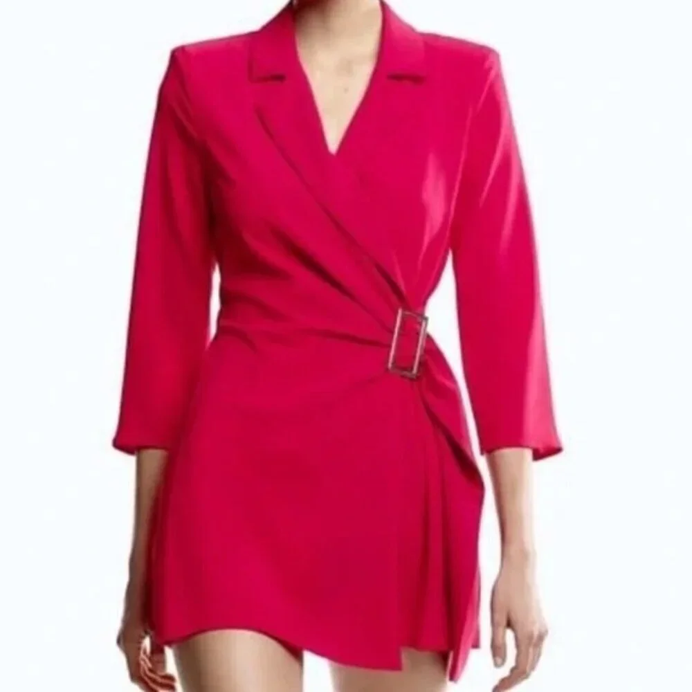 ZARA BUCKLED WRAP JUMPSUIT BLAZER XS 0387/055/630